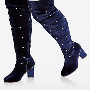 Ashley Stewart Deep blue Pearl boots